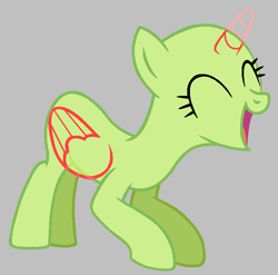 Size: 692x683 | Tagged: safe, artist:diamondbellefan25, alicorn, pony, g4, griffon the brush off, background pony, bald, base, eyes closed, female, gray background, laughing, mare, open mouth, simple background, smiling, solo