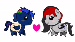 Size: 2289x1288 | Tagged: safe, artist:djmatinext, editor:djmatinext, oc, oc only, oc:prise boom, pegasus, pony, unicorn, pony town, 1000 hours in ms paint, base used, chest fluff, clothes, couple, ear piercing, female, horn, love, male, photo, piercing, stockings, straight, thigh highs, wings