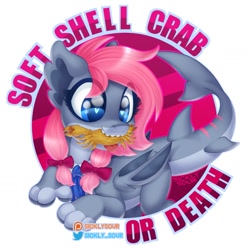 Size: 1147x1166 | Tagged: safe, artist:sickly-sour, oc, oc only, crab, original species, pony, shark, shark pony, bow, female, hair bow, heart eyes, mare, wingding eyes