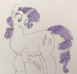 Size: 1079x1040 | Tagged: safe, artist:powerpup97, rarity, pony, unicorn, g4, hunger, hungry, sketch, solo, starving, stomach growl, stomach noise, traditional art
