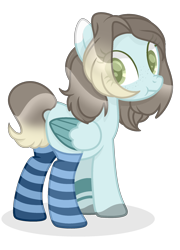 Size: 1612x2239 | Tagged: safe, artist:tired-horse-studios, oc, oc only, pegasus, pony, clothes, female, mare, nose wrinkle, simple background, socks, solo, striped socks, transparent background, two toned wings, wings