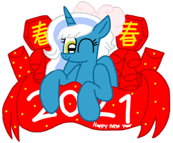 Size: 1226x1016 | Tagged: safe, artist:徐詩珮, oc, oc:fleurbelle, alicorn, pony, alicorn oc, bow, chinese new year, female, hair bow, horn, lantern, mare, one eye closed, simple background, solo, transparent background, wings, yellow eyes