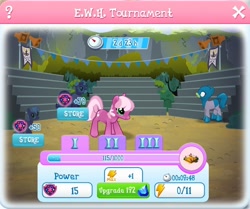 Size: 752x628 | Tagged: safe, gameloft, idw, screencap, cheerilee, cherry blossom (g4), cloverleaf, rarity, earth pony, pony, g4, clothes, diamante elegante, female, iron hock, mare, mask, quadrupedal, sports, wrestler, wrestling