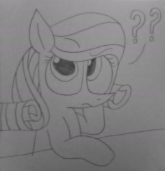 Size: 1936x2008 | Tagged: safe, artist:muhammad yunus, oc, oc only, oc:annisa trihapsari, earth pony, pony, earth pony oc, female, mare, not rarity, question mark, solo, traditional art