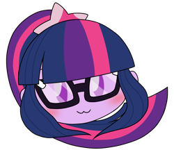 Size: 740x640 | Tagged: safe, artist:batipin, part of a set, sci-twi, twilight sparkle, equestria girls, g4, :3, blushing, cute, glasses, head only, ponytail, sci-twiabetes, simple background, solo, transparent background, twiabetes