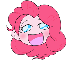 Size: 740x640 | Tagged: safe, artist:batipin, part of a set, pinkie pie, equestria girls, g4, blushing, head only, looking at you, open mouth, simple background, solo, transparent background, volumetric mouth