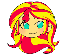 Size: 740x640 | Tagged: safe, artist:batipin, part of a set, sunset shimmer, equestria girls, g4, :3, blushing, head only, looking at you, simple background, solo, transparent background