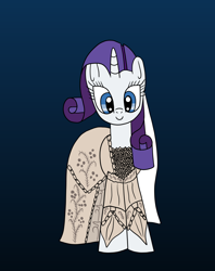 Size: 1270x1600 | Tagged: safe, artist:platinumdrop, rarity, pony, g4, clothes, dress, elizabeth swann, gradient background, ponified, request, simple background, solo, wedding dress