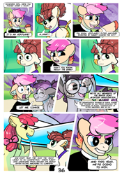 Size: 2100x3000 | Tagged: safe, artist:loryska, apple bloom, oc, oc:clarabelle, oc:conundrum solar flare, oc:niko, hybrid, pony, zony, comic:friendship grows, g4, adopted offspring, ear fluff, high res, magical lesbian spawn, offspring, parent:derpy hooves, parent:doctor whooves, parent:quibble pants, parent:rainbow dash, parent:sweetie belle, parents:doctorderpy, parents:quibbledash, plane, starry eyes, unshorn fetlocks, wingding eyes