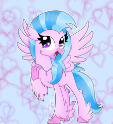 Size: 1280x1410 | Tagged: safe, artist:splashofsweet, silverstream, classical hippogriff, hippogriff, g4, cute, diastreamies, female, happy, heart eyes, jewelry, necklace, open mouth, solo, spread wings, wingding eyes, wings