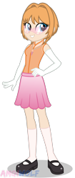 Size: 1316x3141 | Tagged: safe, artist:amgiwolf, oc, oc only, equestria girls, g4, clothes, eyelashes, female, grin, hand on hip, shoes, simple background, skirt, smiling, socks, solo, transparent background
