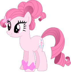 Size: 411x414 | Tagged: safe, artist:muhammad yunus, artist:selenaede, oc, oc only, oc:annisa trihapsari, earth pony, pony, g4, base used, bow, earth pony oc, female, grin, gritted teeth, hair bow, mare, not rarity, pink body, pink hair, simple background, smiling, solo, transparent background, vector