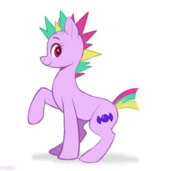 Size: 1088x1084 | Tagged: safe, artist:higglytownhero, sugar pulse, earth pony, pony, g4, it isn't the mane thing about you, background pony, female, looking at you, mare, mohawk, mohawks for everypony, smiling, solo