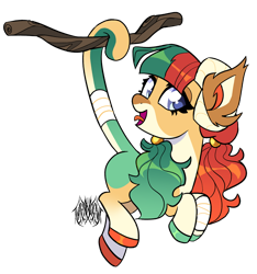 Size: 1280x1367 | Tagged: safe, artist:renhorse, oc, oc only, earth pony, pony, female, mare, prehensile tail, simple background, solo, tail hold, transparent background, tree branch