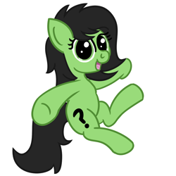 Size: 1200x1200 | Tagged: safe, artist:dafiltafish, oc, oc only, oc:anon, oc:filly anon, earth pony, pony, female, filly, jumping, looking at you, open mouth, simple background, smiling, solo, white background