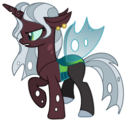 Size: 1280x1230 | Tagged: safe, artist:princess-kitsune-tsu, oc, oc only, hybrid, pony, base used, female, interspecies offspring, offspring, parent:lord tirek, parent:queen chrysalis, parents:chrystirek, simple background, solo, transparent background