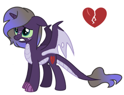 Size: 1280x987 | Tagged: safe, artist:princess-kitsune-tsu, oc, oc only, dracony, dragon, hybrid, pony, base used, broken hearts, female, heart, interspecies offspring, mare, offspring, parent:garble, parent:princess luna, simple background, solo, transparent background, wings