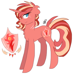 Size: 1591x1616 | Tagged: safe, artist:gallantserver, oc, oc only, oc:cherry bomb, pony, unicorn, concave belly, female, magical lesbian spawn, mare, offspring, parent:sunset shimmer, parent:tempest shadow, parents:tempestshimmer, solo