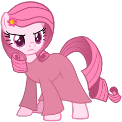 Size: 1366x1379 | Tagged: safe, alternate version, artist:muhammad yunus, oc, oc only, oc:annisa trihapsari, earth pony, pony, g4, base used, clothes, earth pony oc, female, flower, mare, not rarity, pink body, pink hair, simple background, solo, transparent background, unamused, vector