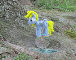 Size: 918x716 | Tagged: safe, alternate version, artist:malte279, derpy hooves, pony, g4, bubble, chenille, chenille stems, chenille wire, craft, pipe cleaner sculpture, pipe cleaners, pond, sculpture, tree