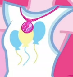 Size: 1920x2046 | Tagged: safe, screencap, pinkie pie, human, blizzard or bust, equestria girls, equestria girls series, g4, holidays unwrapped, spoiler:eqg series (season 2), armpits, boobshot, breasts, clothes, cropped, cutie mark, cutie mark on clothes, female, geode of sugar bombs, jewelry, magical geodes, necklace, pictures of chests, solo, tank top
