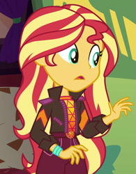 Size: 667x854 | Tagged: safe, screencap, sunset shimmer, equestria girls, equestria girls series, g4, sunset's backstage pass!, spoiler:eqg series (season 2), cropped, solo