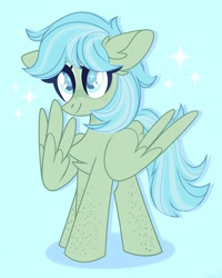 Size: 1642x2048 | Tagged: safe, artist:n in a, oc, oc only, pegasus, pony, freckles, smiling, solo, spread wings, wings