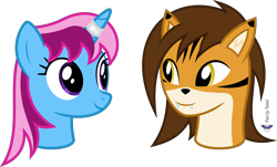 Size: 6639x4000 | Tagged: safe, artist:parclytaxel, oc, oc only, oc:parcly taxel, oc:tori taxel, alicorn, big cat, pony, tiger, .svg available, absurd resolution, detachable head, eye contact, female, furry, head, head only, looking at each other, mare, modular, non-mlp oc, simple background, smiling, transparent background, vector