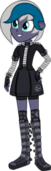 Size: 2000x6636 | Tagged: safe, artist:n0kkun, oc, oc only, oc:elizabat stormfeather, equestria girls, g4, belt, boots, choker, clothes, compression shorts, equestria girls-ified, female, grin, hoodie, jacket, leather jacket, ripped stockings, shoes, simple background, skirt, smiling, socks, solo, spiked choker, spiked wristband, stockings, thigh highs, torn clothes, transparent background, wristband