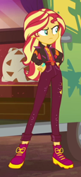 Size: 400x873 | Tagged: safe, screencap, sunset shimmer, equestria girls, equestria girls series, g4, sunset's backstage pass!, spoiler:eqg series (season 2), clothes, cropped, music festival outfit, solo