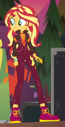 Size: 482x940 | Tagged: safe, screencap, sunset shimmer, equestria girls, equestria girls series, g4, sunset's backstage pass!, spoiler:eqg series (season 2), cropped, female, geode of empathy, magical geodes, music festival outfit, solo