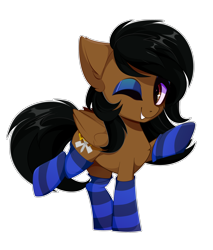 Size: 2500x2930 | Tagged: safe, artist:xsatanielx, oc, oc only, pegasus, pony, clothes, eyeshadow, high res, makeup, one eye closed, simple background, socks, solo, striped socks, transparent background