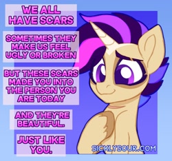 Size: 1440x1348 | Tagged: safe, artist:sickly-sour, oc, oc only, oc:technicolor, pony, unicorn, motivational, solo, text