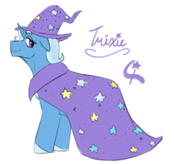 Size: 1188x1116 | Tagged: safe, artist:wolfwwolf, trixie, g4, cape, clothes, female, hat, mare, simple background, stars, white background