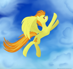 Size: 3140x3000 | Tagged: safe, artist:chipwanderer, spitfire, pegasus, pony, g4, cloud, female, high res, looking at you, mare, sky, solo, wings