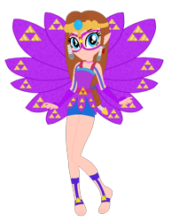 Size: 516x668 | Tagged: safe, artist:cookiechans2, artist:user15432, fairy, human, hylian, equestria girls, g4, arcanix, barefoot, barely eqg related, base used, clothes, crossover, crown, ear piercing, earring, equestria girls style, equestria girls-ified, fairy wings, fairyized, feet, fingerless gloves, gloves, jewelry, nintendo, piercing, princess zelda, purple dress, purple wings, rainbow s.r.l, regalia, solo, the legend of zelda, triforce, wings, winx, winx club, winxified