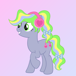 Size: 1700x1700 | Tagged: safe, artist:katelynleeann42, oc, oc only, oc:static pop, earth pony, pony, female, headphones, mare, solo