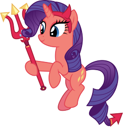 Size: 3000x3092 | Tagged: safe, artist:cloudy glow, rarity, pony, g4, my little pony: friendship is magic, the saddle row review, devil rarity, high res, pitchfork, simple background, solo, transparent background, vector