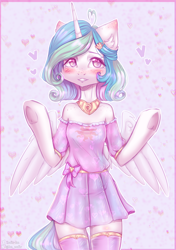 Size: 1764x2500 | Tagged: safe, artist:zefirka, princess celestia, alicorn, semi-anthro, g4, arm hooves, cute, cutelestia, solo