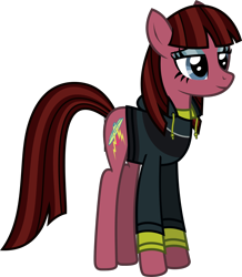 Size: 1319x1511 | Tagged: safe, artist:lightningbolt, derpibooru exclusive, earth pony, pony, g4, .svg available, clothes, cobra starship, eyeshadow, female, hoodie, lidded eyes, makeup, mare, ponified, shirt, show accurate, simple background, smiling, solo, standing, svg, transparent background, undershirt, vector, victoria asher