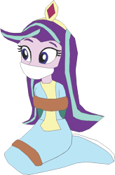 Size: 466x712 | Tagged: safe, artist:caido58, starlight glimmer, equestria girls, g4, arm behind back, bondage, bound and gagged, gag, kneeling, simple background, solo, tied up, transparent background