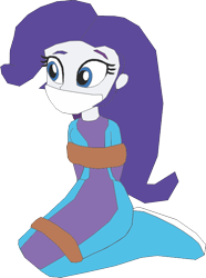 Size: 492x660 | Tagged: safe, artist:caido58, rarity, equestria girls, g4, arm behind back, bondage, bound and gagged, gag, kneeling, simple background, solo, tied up, transparent background