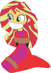Size: 458x649 | Tagged: safe, artist:caido58, sunset shimmer, equestria girls, g4, arm behind back, bondage, bound and gagged, gag, kneeling, simple background, solo, tied up, transparent background