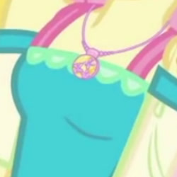 Size: 1920x1920 | Tagged: safe, screencap, fluttershy, human, equestria girls, equestria girls specials, g4, my little pony equestria girls: better together, my little pony equestria girls: rollercoaster of friendship, boobshot, breasts, clothes, cropped, dress, female, geode of fauna, jewelry, magical geodes, necklace, pictures of chests, solo, teenager