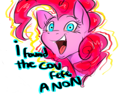Size: 785x609 | Tagged: safe, artist:testostepone, pinkie pie, pony, g4, coffee, colored sketch, covfefe, female, pinkie found the coffee, solo