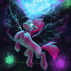 Size: 2048x2048 | Tagged: safe, artist:pfeffaroo, fizzlepop berrytwist, tempest shadow, pony, unicorn, g4, crying, electricity magic, female, fireworks, floppy ears, high res, lightning, looking up, magic, mare, solo, tears of joy, teary eyes, three quarter view