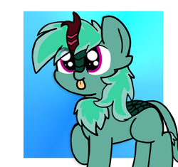 Size: 850x800 | Tagged: safe, artist:two2sleepy, oc, oc only, oc:ice wisp, kirin, :p, chest fluff, eye clipping through hair, solo, tongue out