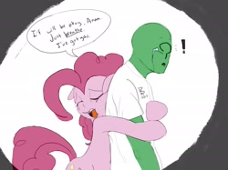 Size: 2732x2048 | Tagged: safe, artist:riggyrag, color edit, edit, editor:datzigga, pinkie pie, oc, oc:anon, earth pony, human, pony, g4, colored, high res, hug, motivational, reassurance