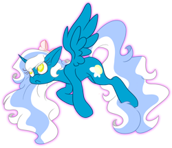 Size: 1280x1106 | Tagged: safe, artist:spaazledazzle, oc, oc:fleurbelle, alicorn, pony, alicorn oc, bow, female, flying, hair bow, horn, mare, simple background, solo, transparent background, wings, yellow eyes