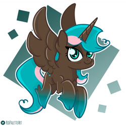 Size: 1280x1281 | Tagged: safe, artist:redpalette, oc, alicorn, pony, abstract background, alicorn oc, cute, female, flying, hooves, horn, mare, smiling, wings